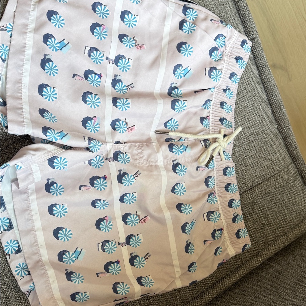 OAS Pink and Blue Patterned Swim Trunks